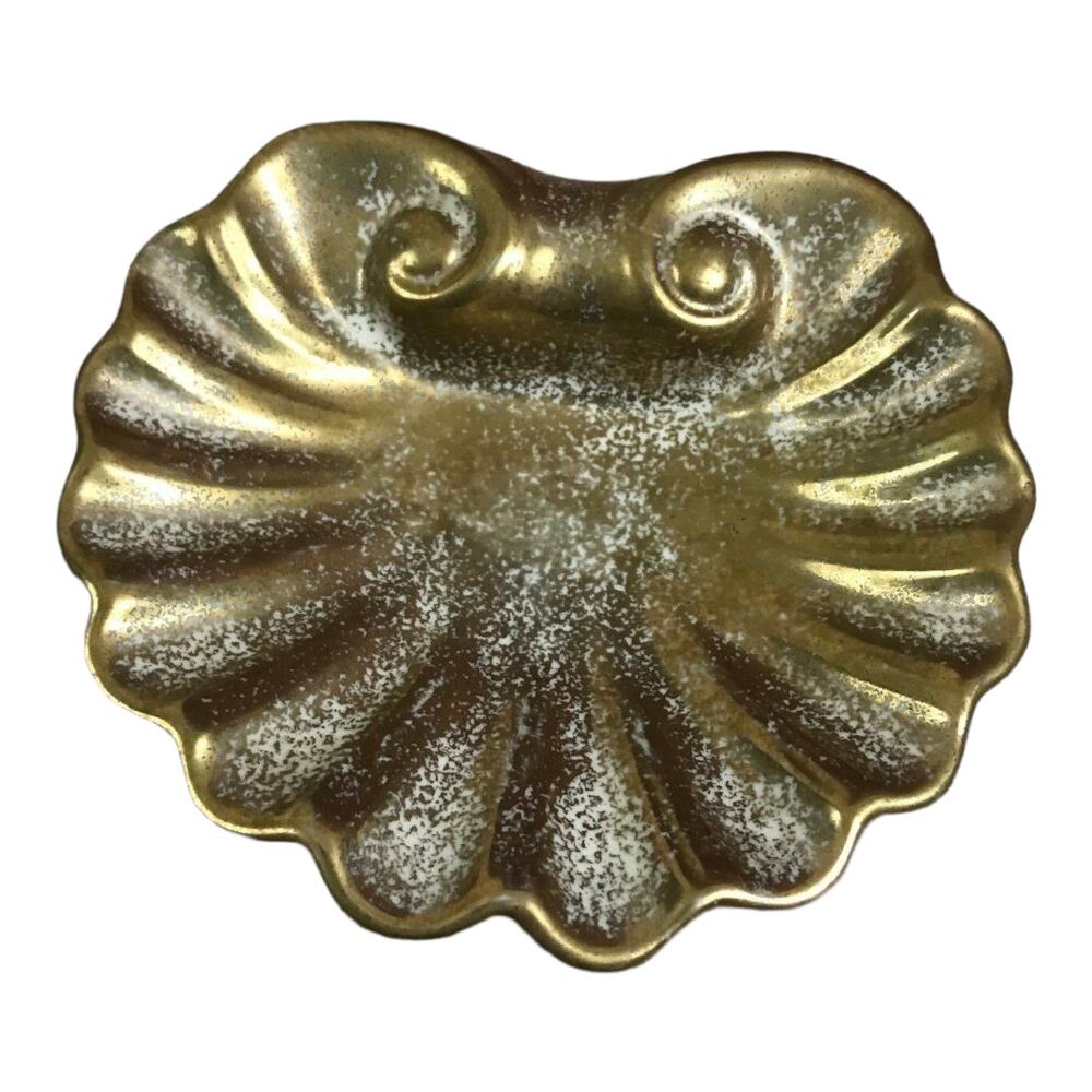 Vintage Gold Shell Ring Dish‎ Jewelry Ashtray